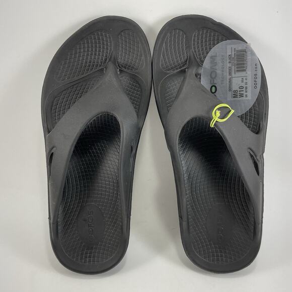 Oofos Ooriginal Flip Flip Sandals Mens Size 8 Womens Size 10 Black Comfort - Picture 6 of 9